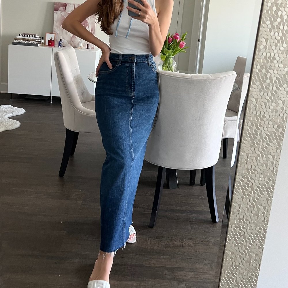 New ZARA STRETCH DENIM PENSIL SKIRT